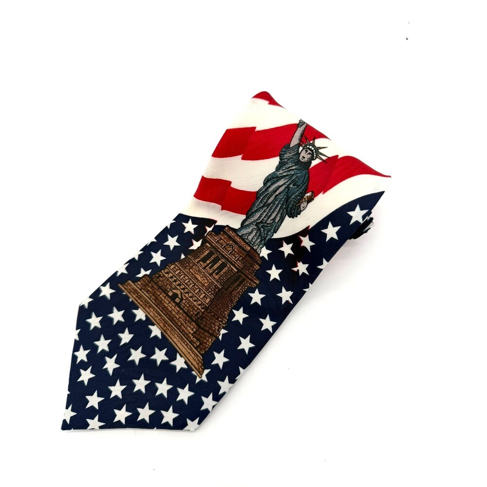 Studio 890 Statue of Liberty American Flag Patriotic Men's Tie Hand Made USA